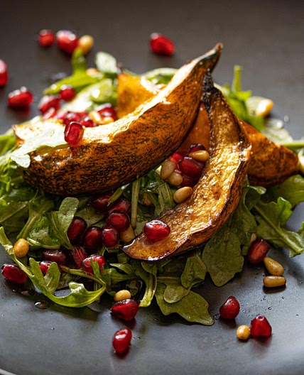 Pomegranate, Acorn Squash, Arugula Salad