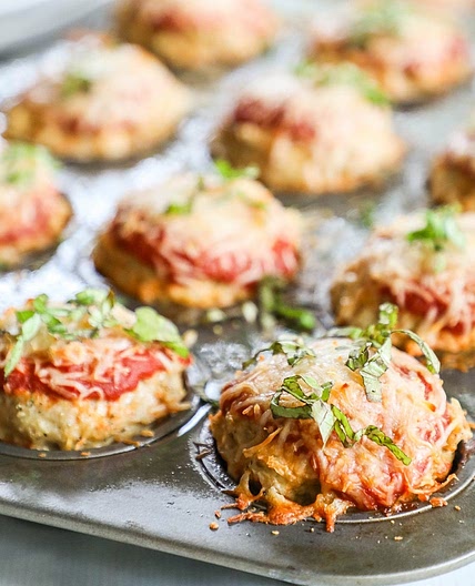 Mozzarella Stuffed Chicken Parmesan Meatloaf Muffins