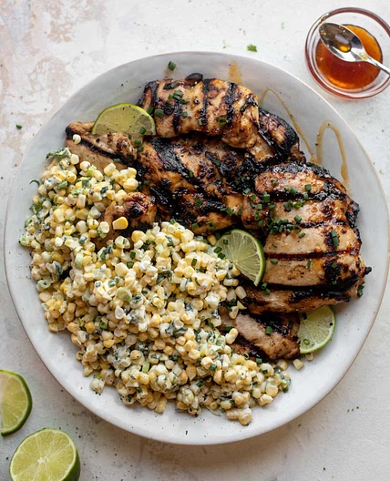 Grilled Hot Honey Chicken with Lime Corn Salad