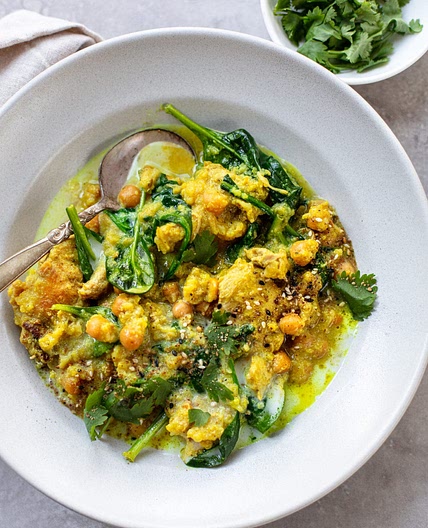 Coconut Curry Chicken with Chickpeas and Cauliflower {Slow Cooker or Instant Pot}