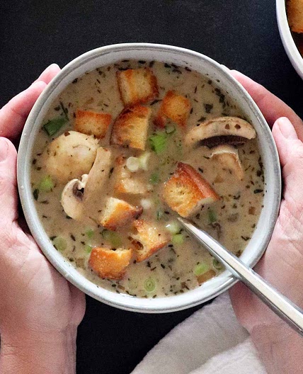 Creamy Mushroom Soup with Baby Bellas