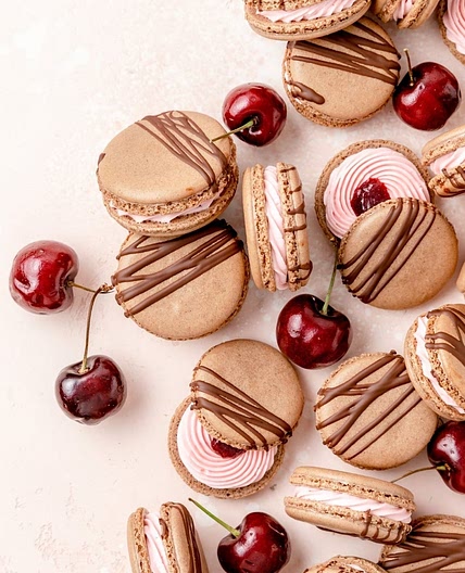 Chocolate Cherry Macarons
