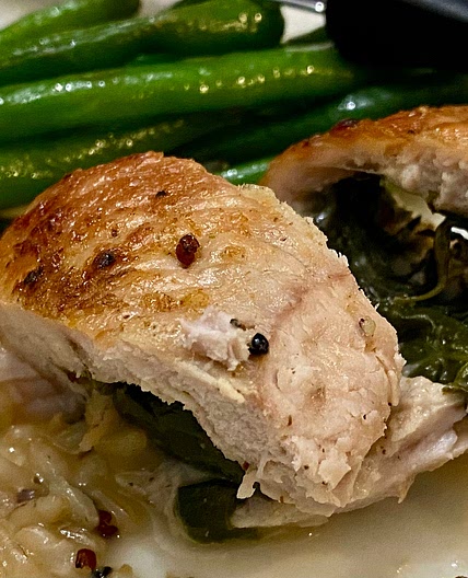 Tricolore stuffed pork