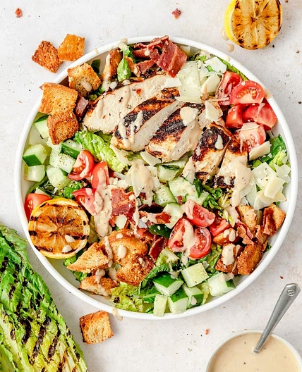 Chicken Caesar Salad with Grilled Romaine