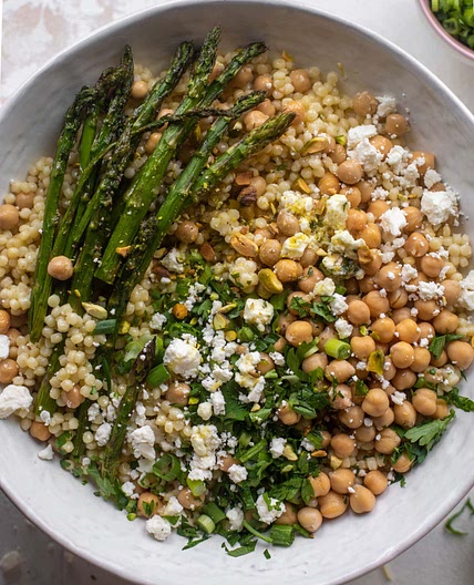 Spring Couscous Bowls with Lemon Feta Vinaigrette