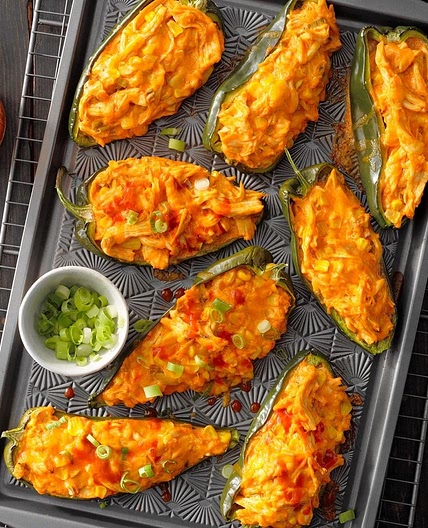 Buffalo Chicken Stuffed Poblano Peppers