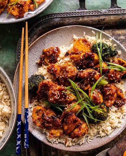 Sheet Pan Chili Orange Chicken and Broccoli