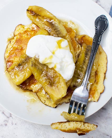 Fluffy Caramelized Banana Pancakes