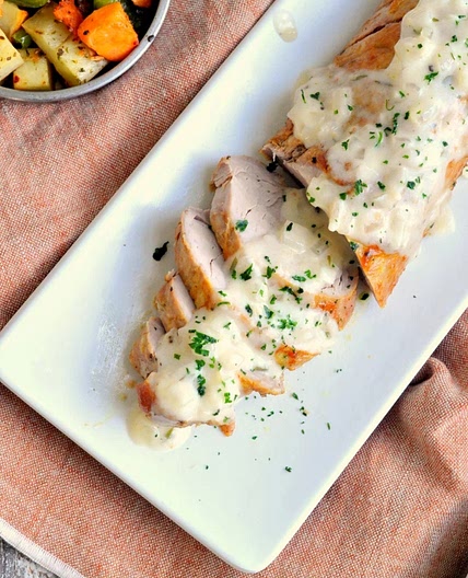 Roasted Pork Tenderloin with Creamy White Wine Sauce