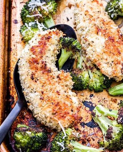 Sheet Pan Parmesan Crusted Chicken and Broccoli