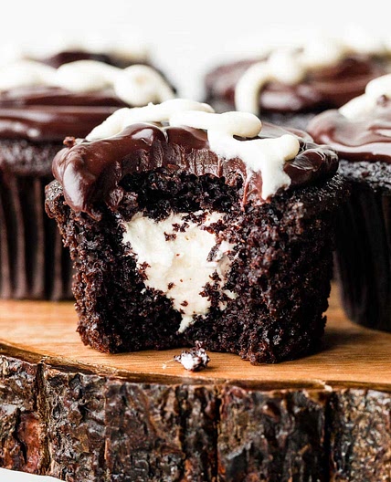 Cream-Filled Chocolate Cupcakes