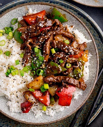 Beef in black bean sauce