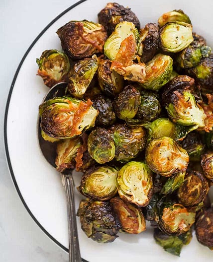 Crispy Air Fryer Garlic Parmesan Brussel Sprouts