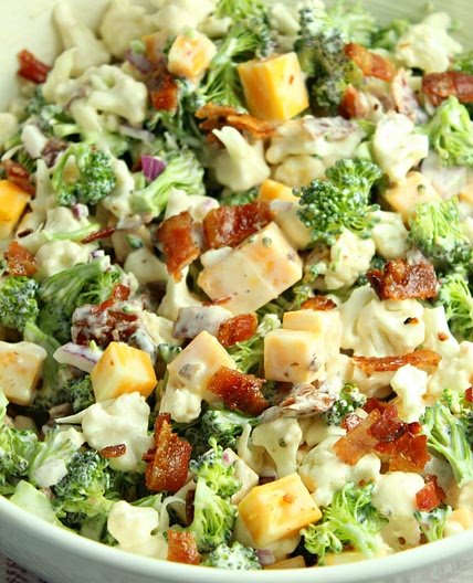 Loaded Broccoli Cauliflower Salad! (Low Carb)