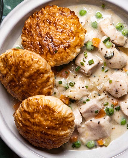 Easy Deconstructed Chicken Pot Pie With Puff Pastry