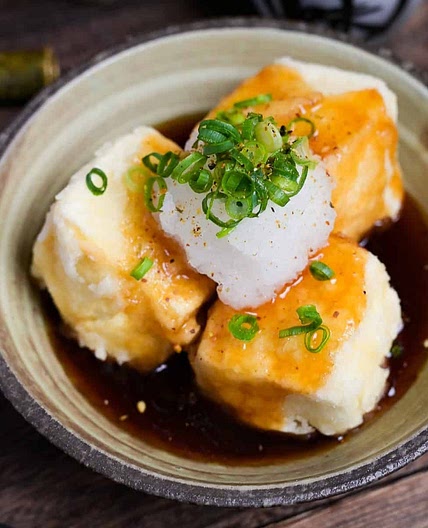 Agedashi tofu (Japanese deep fried tofu) with Homemade Sauce