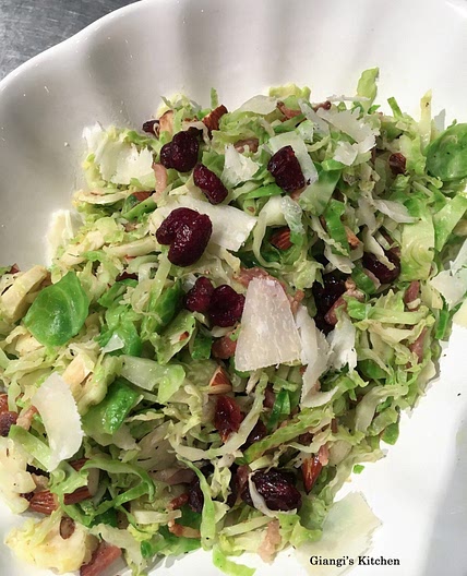 Brussels Sprouts with Almond, Bacon and Cranberries