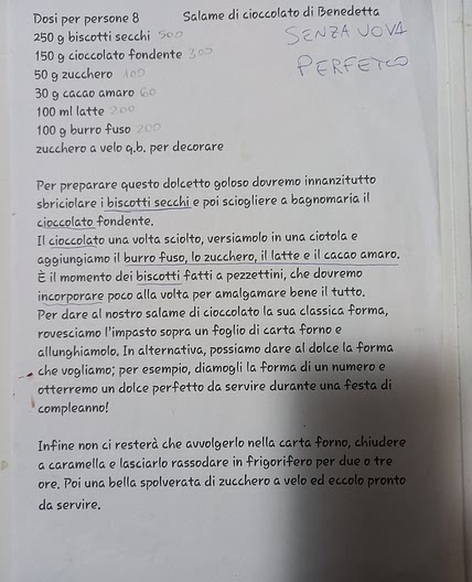 Salame al cioccolato senza uova di benedetta rossi
