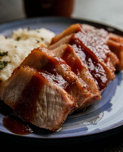 Grilled Pork Chops with Guinness BBQ Sauce and Cheesy Mashed Potatoes