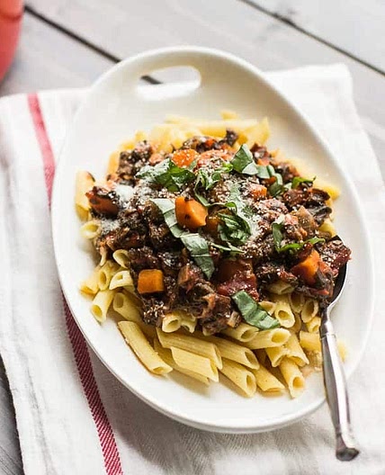 Mushroom Bolognese with Sweet Potato
