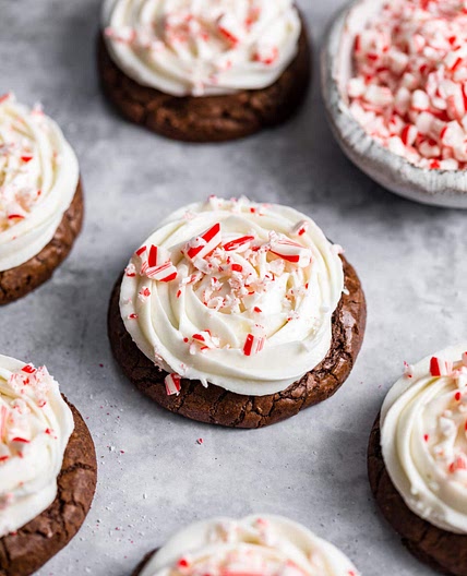 Frosted Peppermint Brownie Cookies