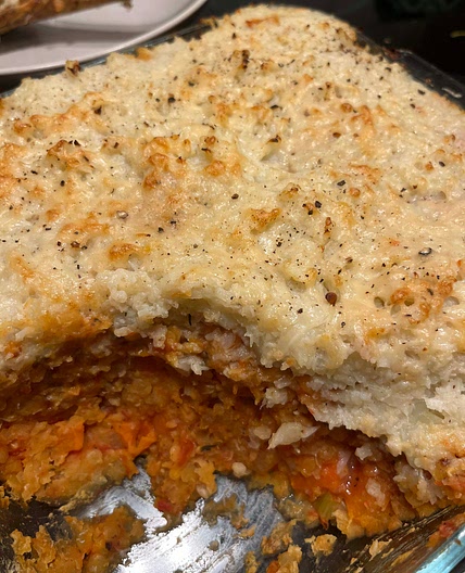 Lentil & Vegetable Shepherd's Pie with Cauliflower Mash
