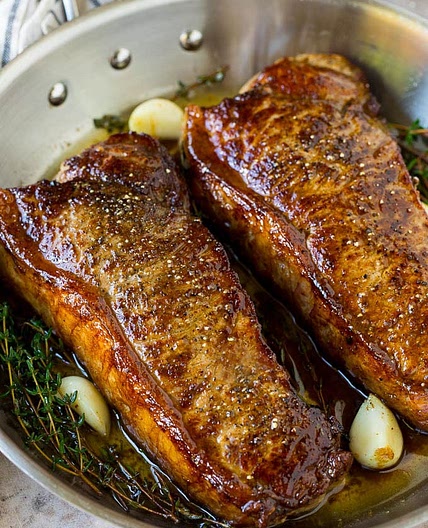 New York Strip Steak with Garlic Butter