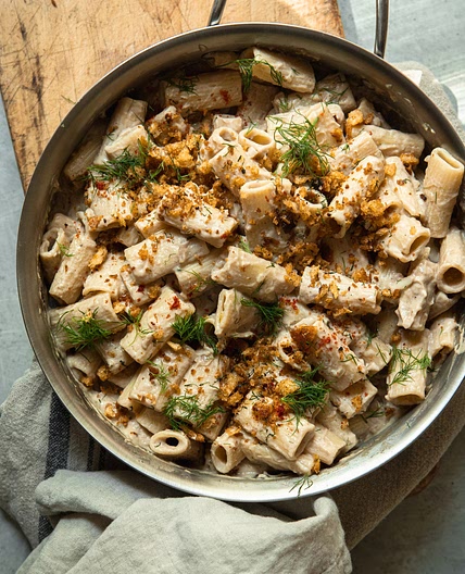 Pasta with Creamy Eggplant-Walnut Pasta Sauce