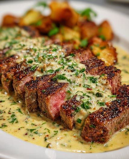Steak With Garlic Cream Sauce