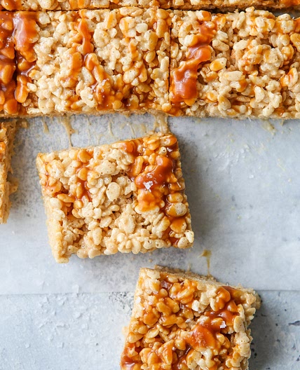 Brown Butter Salted Caramel Rice Krispie Treats