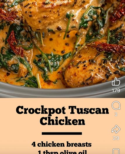 Crockpot Tuscan chicken 