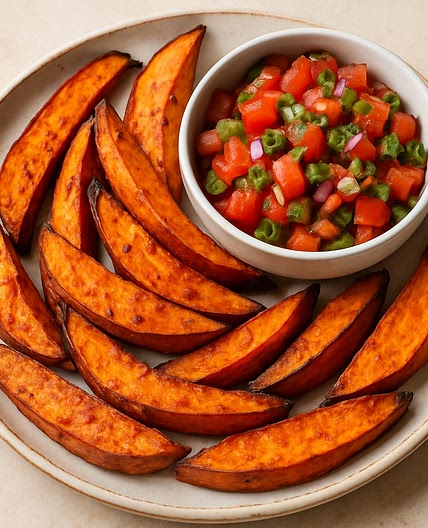 Roast Sweet Potato Wedges with Salsa