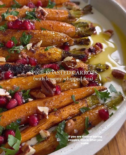 Spiced roasted carrots with whipped feta
