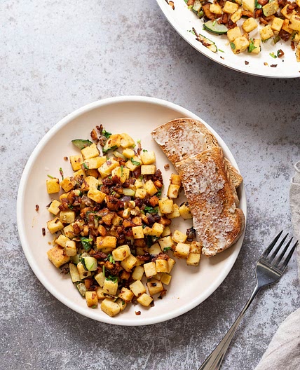 Chickpea Tofu Breakfast Scramble with Smoky Bits