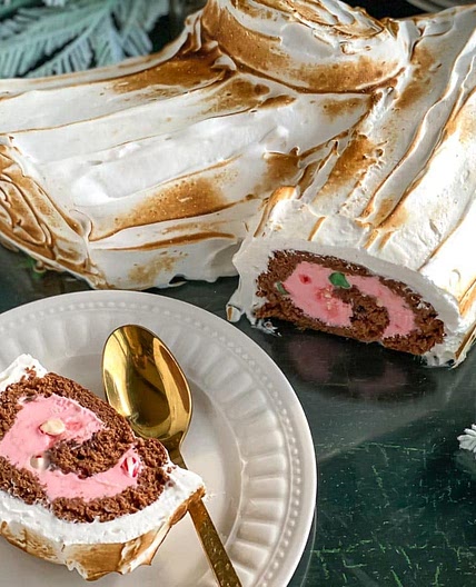 Low FODMAP Frozen Peppermint Bûche de Noël