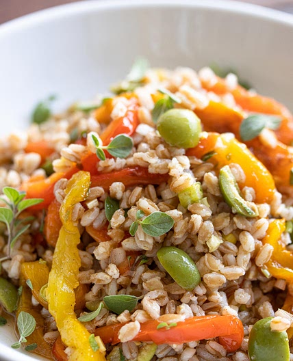 Roasted Bell Pepper with Italian Farro Salad
