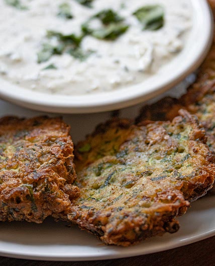 Zucchini Pancakes with Tzatziki Sauce