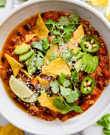 Slow Cooker Turkey Chili (with Sweet Potato)