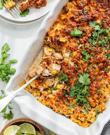 Mexican Street Corn Casserole (with Chicken)