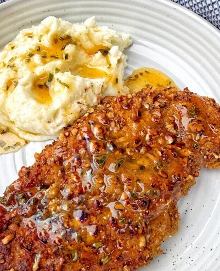 Savannah Inspired Pecan Crusted Chicken with Hot Honey Butter