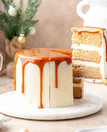 Eggnog Layer Cake with Salted Caramel