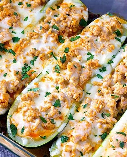 Buffalo Chicken Zucchini Boats Recipe