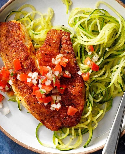 Blackened Tilapia with Zucchini Noodles