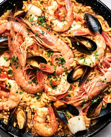 Spanish Fideua with Seafood