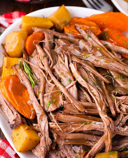 Slow Cooker Red Wine Pot Roast with Red Wine Glaze