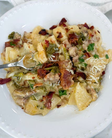 Zuppa Toscana Casserole | Creamy Sausage, Potato & Kale Bake