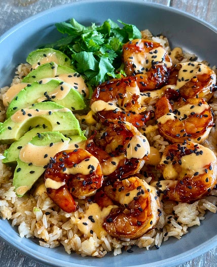 Teriyaki Shrimp Rice Bows
