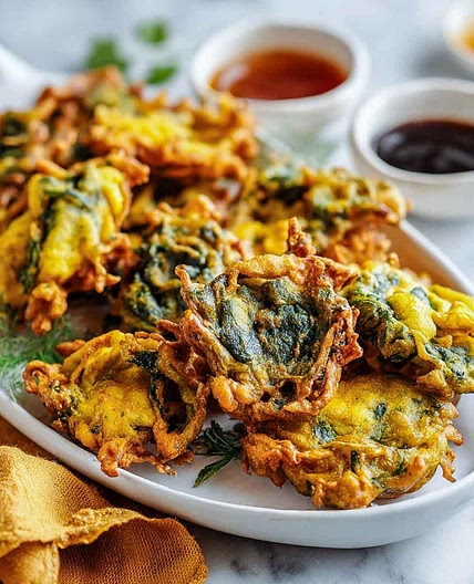 Palak Pakora with Mint Chutney