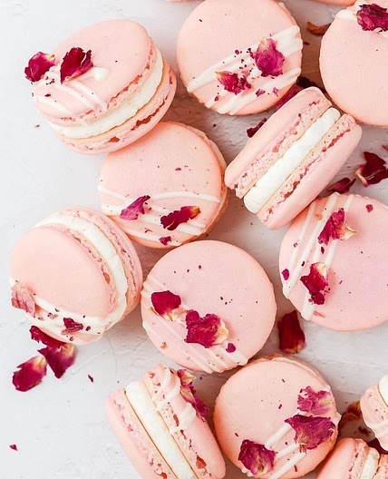 White Chocolate Rose Macarons