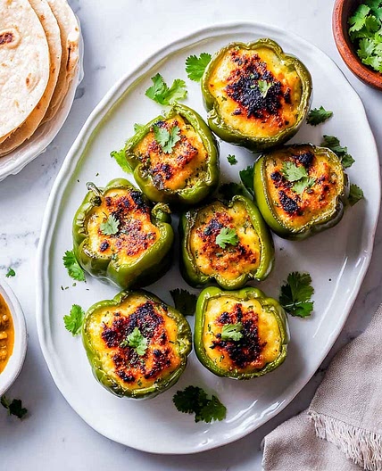 Bharwa Shimla Mirch (Stuffed Bell Peppers with Indian Spices)